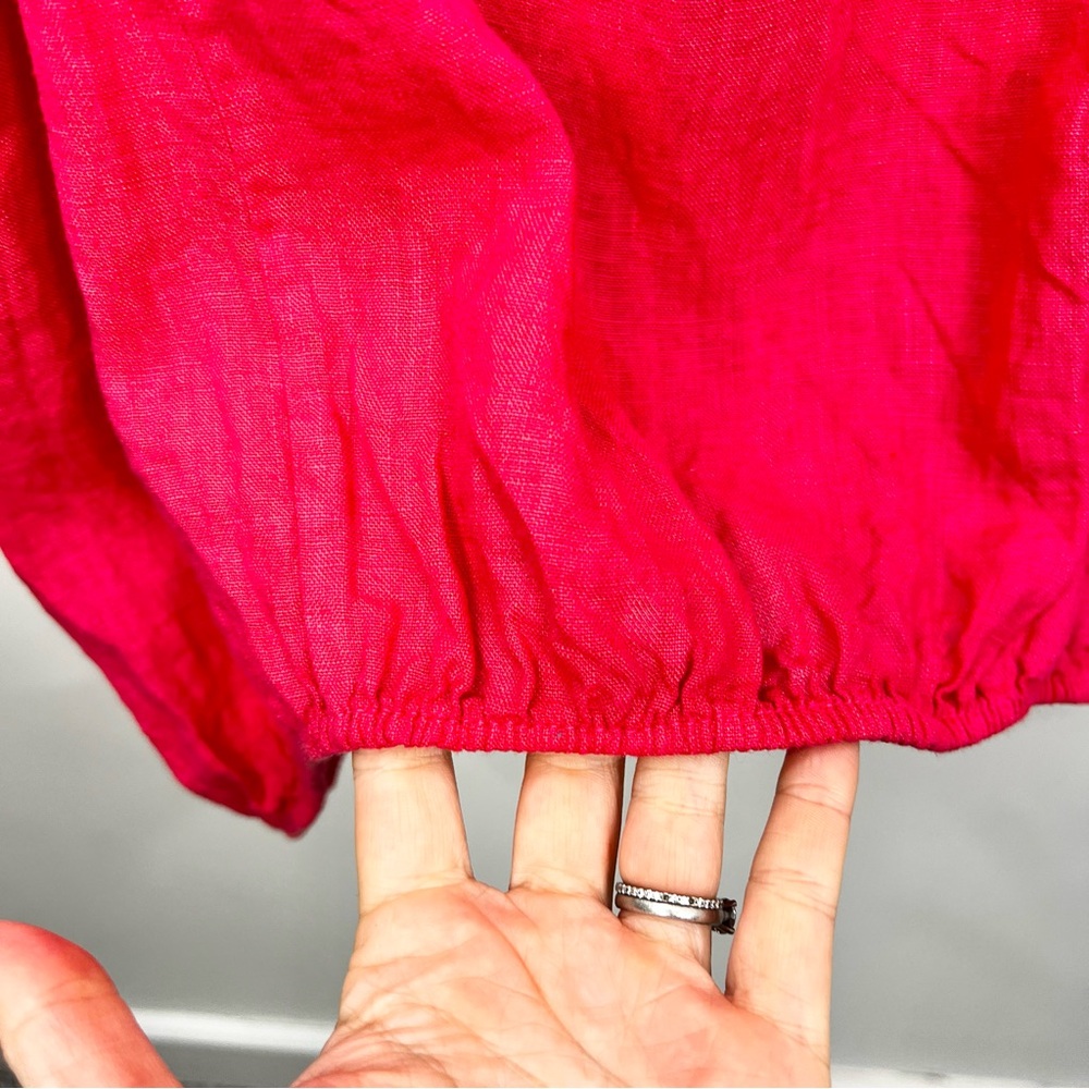 Bella pure Italian linen watermelon pink bubble hem lagenlook summer dress - Picture 12 of 15